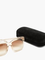 Thumbnail for your product : Linda Farrow Freya Square Acetate Sunglasses - Nude