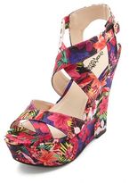 Thumbnail for your product : Charlotte Russe Hawaiian Print Crisscrossing Platform Wedges