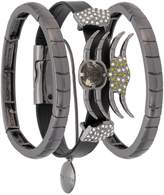 Thumbnail for your product : Camila Klein leather trim three-bracelet set