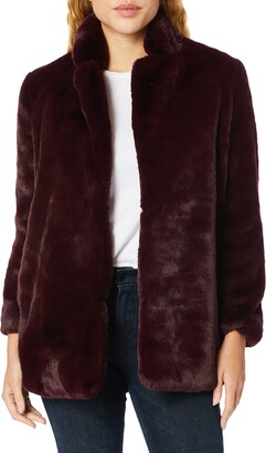 ASTR the Label Women's Soft Collared Faux Fur Long Coat
