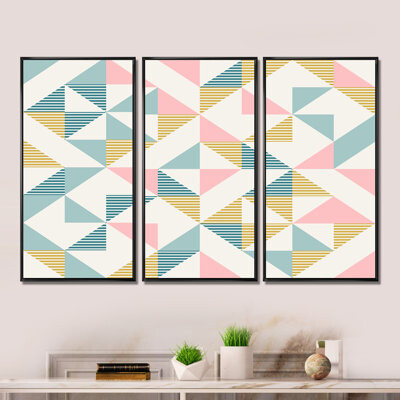 George Oliver Diamond Retro III - 3 Piece Picture Frame Print on Canvas