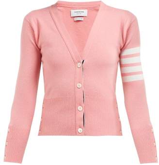 Thom Browne Stripe Sleeve Cashmere Cardigan - Womens - Pink