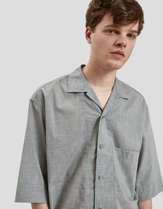 Lemaire Convertible Collar Shirt in Grey Marl