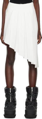 we11done White Asymmetric Pleated Midi Skirt