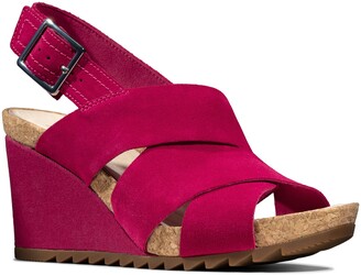 clarks pink wedges