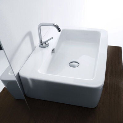 Ego Ceramic 23.6" Wall Mount Bathroom Sink with Overflow