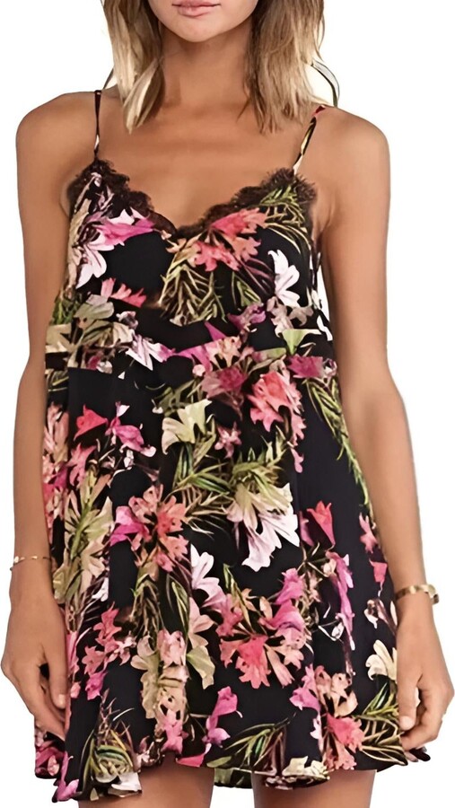 Lovers + Friends Bahia Floral Babydoll Mini Dress In Multicolor