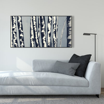 Lark Manor Abstract Birch Forest - Framed Canvas Home Decor Landscape