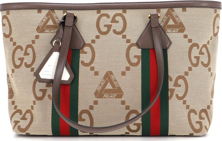 Gucci x Palace GG Jumbo Canvas Tote Bag With Web Details 'Beige