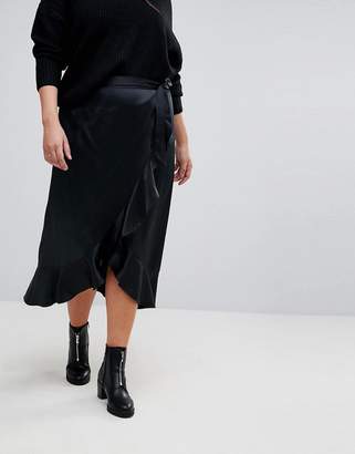 Simply Be Satin Wrap Frill Maxi Skirt