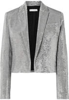 IRO - Napli Cropped Sequined Cotton Tuxedo Jacket - Silver
