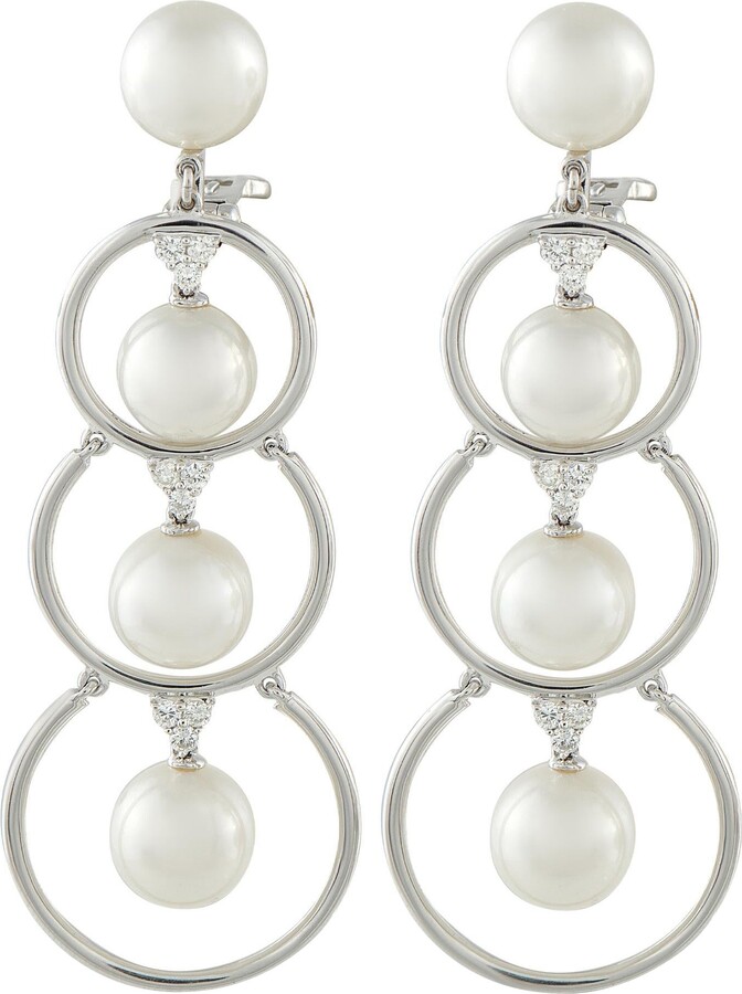 Assael 18k White Gold 0.55ct Diamond And Pearl Clip-on Earrings As20-103125