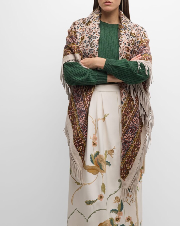 タグ付き　Loro Piana Fringed Cashmere Loro Piana Cashmere Fringe-Trim Opera Stole | Neiman Marcus