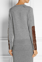 Thumbnail for your product : Reed Krakoff Leather-paneled cashmere, wool and silk-blend sweater
