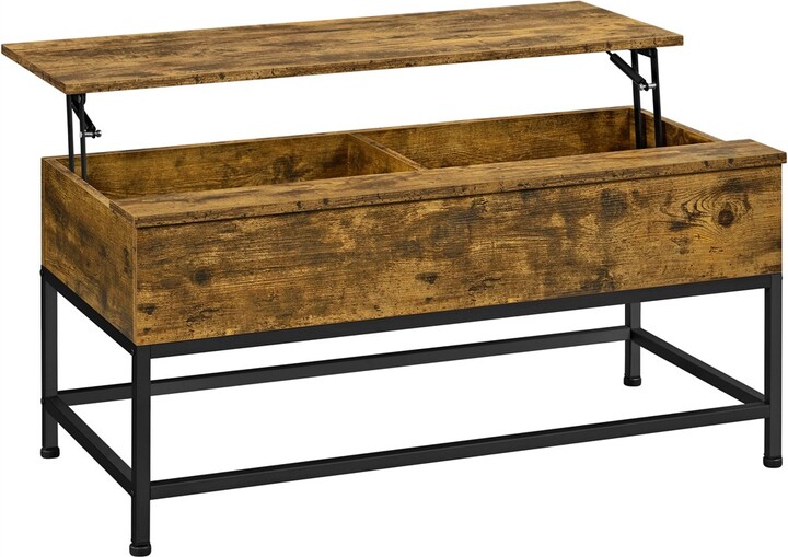 Yaheetech Rustic Industrial Lifttop Coffee Table with Hidden Storage Compartments and Metal
