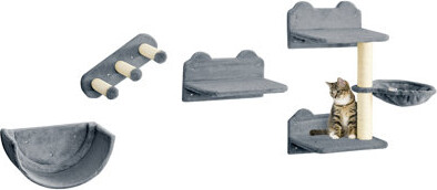 Cat Wall Shelves, 4 Pcs Cat Wall Furniture Cat Climbing Shelf with Cat Hammock