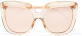 Thumbnail for your product : Linda Farrow Oversized Square-frame Acetate Mirrored Sunglasses - Rose gold