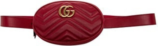 Gucci Belt Bag Red Leather Double G Logo Antiqued Gold-Tone Hardware Adjustable Waist Strap Suede Lining & Single Interior Pocket Zip Closure at Top Includes Dust Bag Unfortunately, due to restrictions, this item may not be eligible for shipping in all areas.