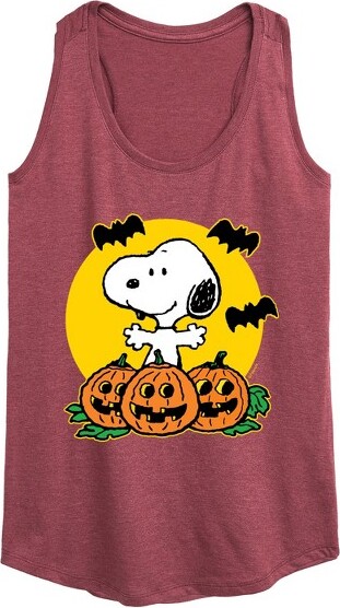 Peanuts Women'sPeanutsSnoopyPumpkinPatchGraphicRacerbackTank-HeatherBurgundy-Medium
