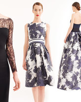 Thumbnail for your product : Carolina Herrera Floral Jacquard Organza Dress, Blue