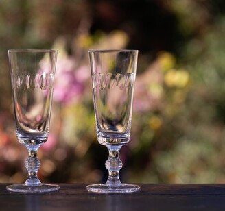 The Vintage List A Set Of Four Crystal Champagne Flutes With Lens Design