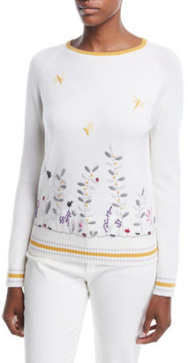 Loro Piana Flower Meadow Embroidered Cashmere Sweater