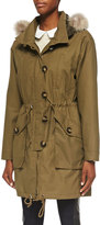 Thumbnail for your product : Tory Burch Dylan Fur-Collar Twill Anorak