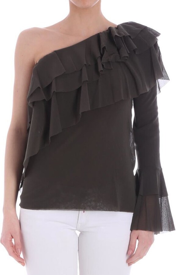 Fuzzi Ruffled One-Shoulder Top