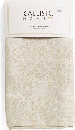 TJMAXX Set Of 2 36X96 Gold All Over Damask Lined Jacquard Window Panels, Polyester