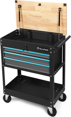 DURATECH 30-1/2 Inch 3-Drawer Rolling Tool Cart, Heavy Duty Utility  Industrial Service Cart Storage Organizer With Casters And Locking System,  For Mechanics, Warehouse, Garage, 400 Lbs Load Capacity