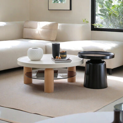 Creature B Comforts Creamy Style Coffee Table with Ash Wood Legs