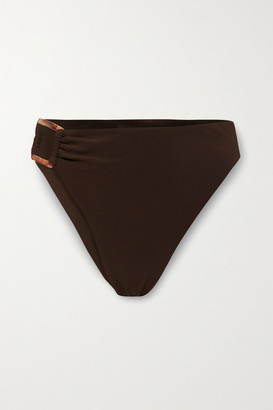 Anémone Embellished Bikini Briefs - Dark brown