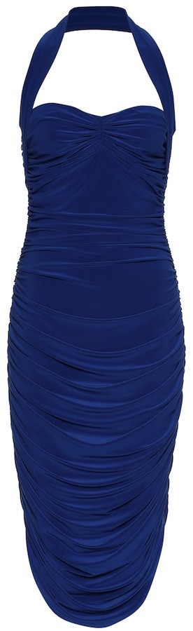 blue jersey halter dress