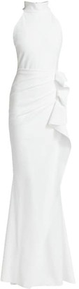 Chiara Boni La Petite Robe Halter Ruffle Gown