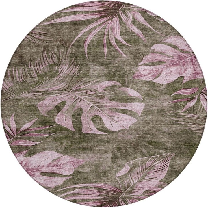 Addison Rugs Chantille Machine Washable Indoor/Outdoor Abstract ACN1887 Brown 8 ft. x 8 ft. Round Rug