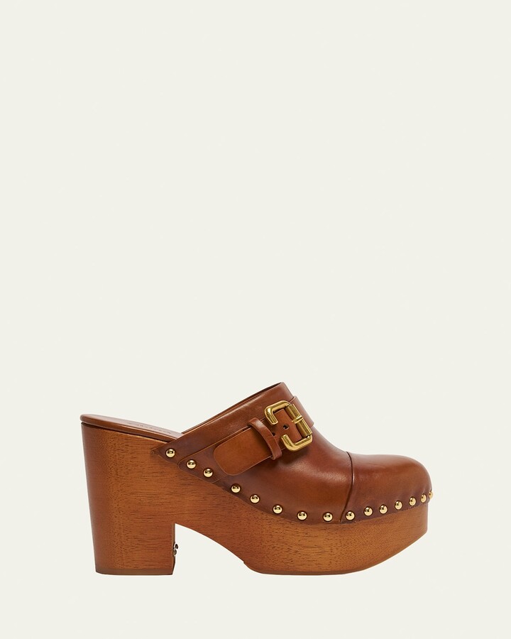 Chloé Jeannette Leather Platform Clogs