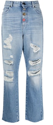 Semi-Couture Distressed-Effect Jeans
