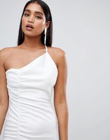 Thumbnail for your product : ASOS DESIGN one shoulder ruched bodycon midi dress