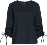 Thumbnail for your product : Theory Ruched Tie Sleeve Linen Blend Blouse