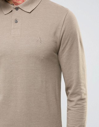 ASOS Long Sleeve Polo In Pique With Logo