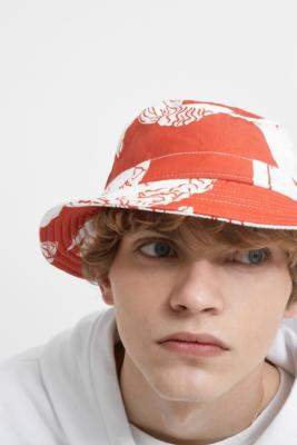 Band Of Outsiders Marble Red Tencel Hawaiian Bucket Hat - white at Urban Outfitters