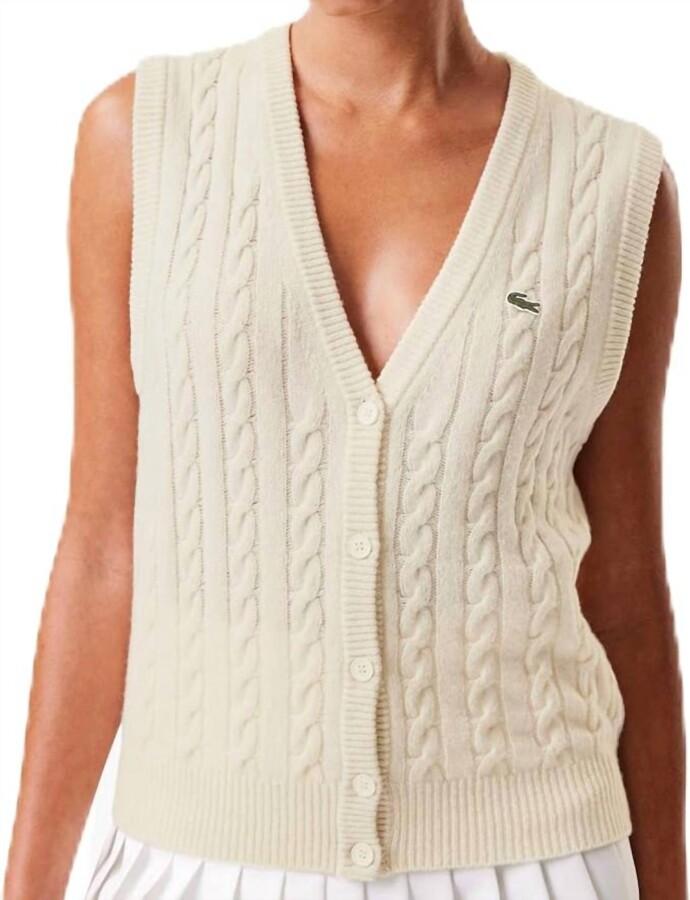 Button Front Vest In Farine