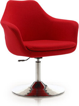 Brayden Studio Kinsey Wool Blend Swivel Lounge Chair In Red