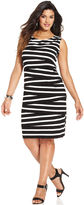 Thumbnail for your product : Alfani Plus Size Sleeveless Striped Tiered Dress