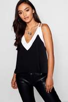 Thumbnail for your product : boohoo Petite Contrast Plunge Front Cami Top