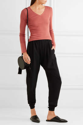 DKNY Ribbed Silk, Wool And Cashmere-blend Sweater - Brick
