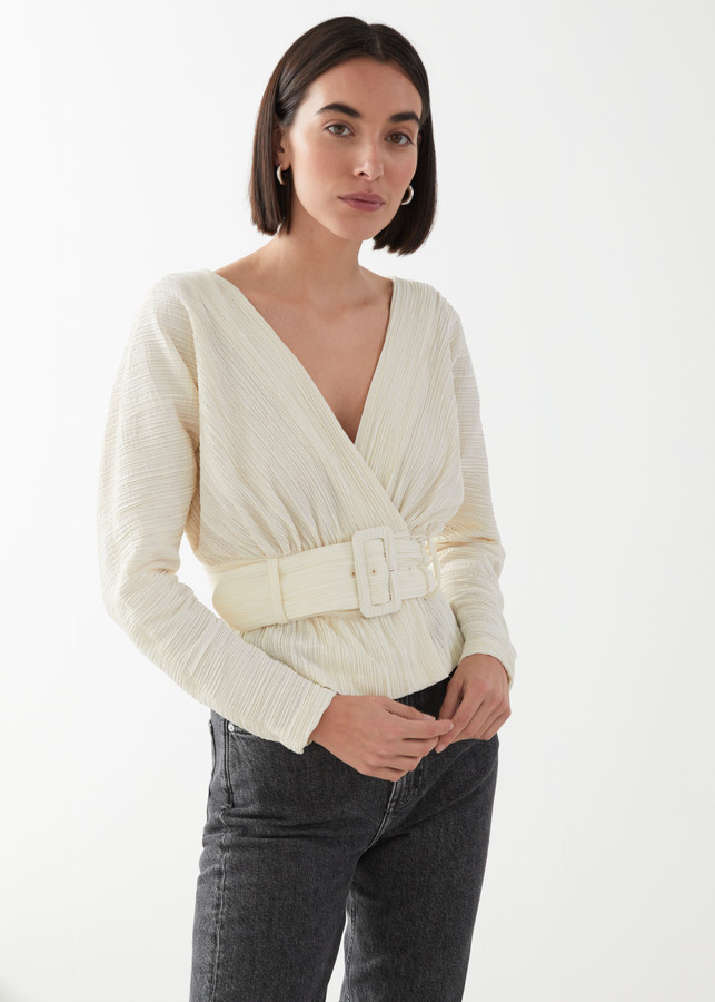 belted wrap blouse