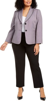 Le Suit Women's 2 Button Shawl Collar PIN Check Slim Pant Suit Business Sets