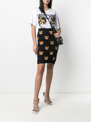 Moschino Teddy-Pattern Intarsia-Knit Skirt