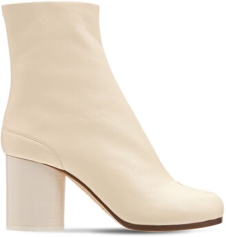 Cream Leather Ankle Boots | Shop the world's largest collection of fashion  | ShopStyle UK